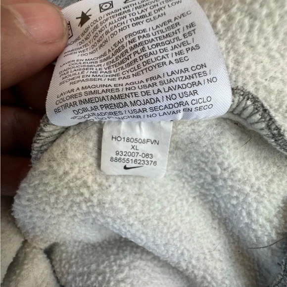 Nike Dri Fit Therma Fleece Running Turtleneck Big Swoosh Grey Pullover Hoodie XL - Picture 12 of 14